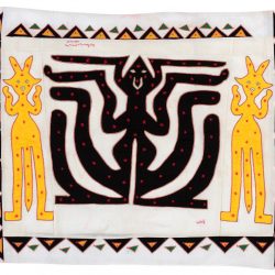 Tcheu Siong Tus thawj 2 tus neeg daj (Two Leaders of Yellow Person), 2014 embroidery and applique on cotton 93 x 117cm (21320)